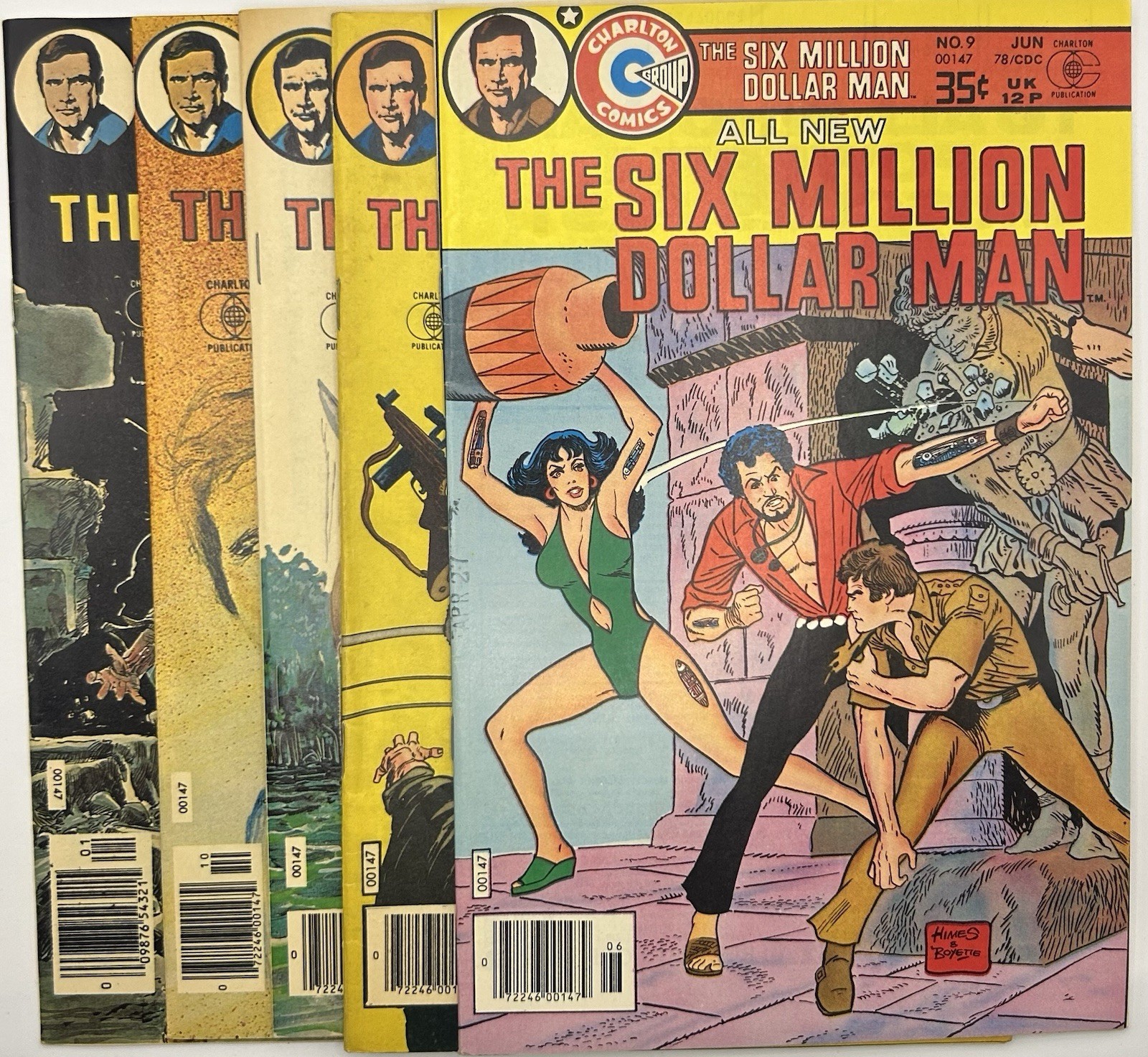 Lotto di 5 fumetti The Six Million Dollar Man! #2-#5 & #9 (Charlton Comics)