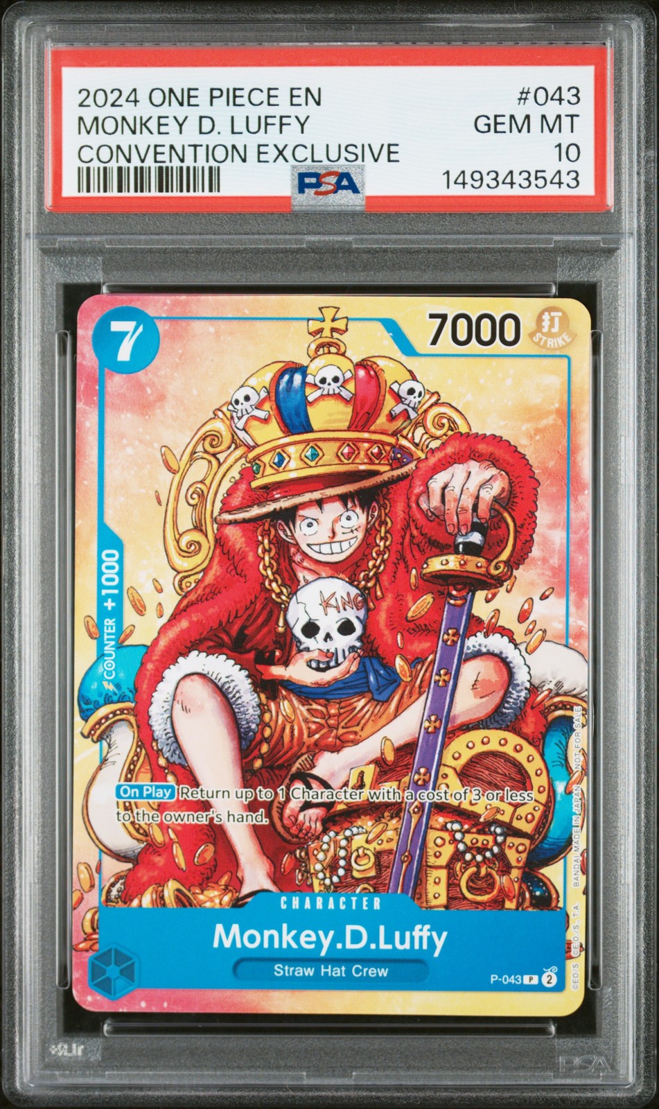 2024 ONE PIECE PROMOS CONVENTION EXCLUSIVE #043 MONKEY D. LUFFY PSA 10