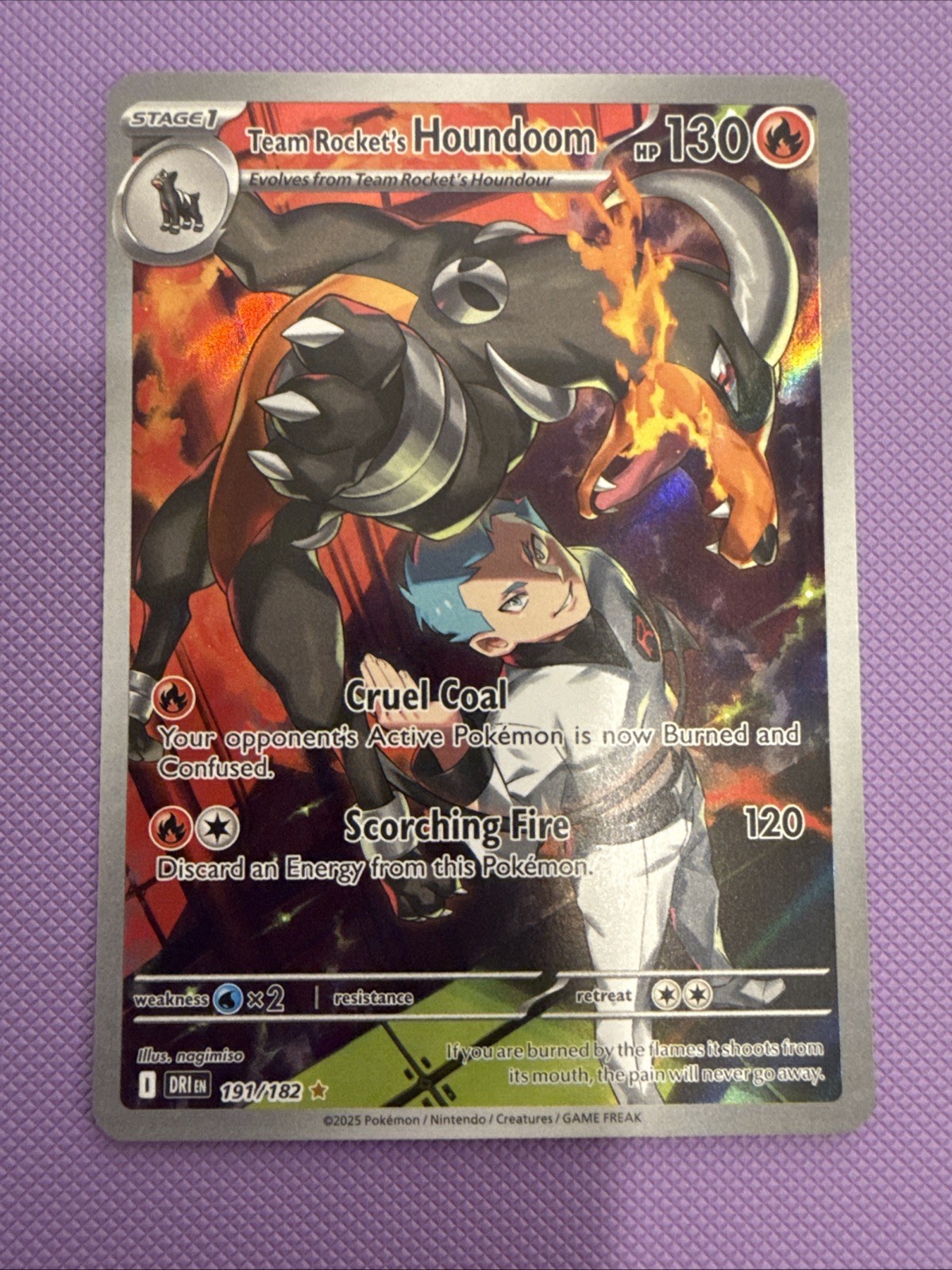 Team Rocket's Houndoom 191/182 Pokemon Rivali Destinati Illustrazione Rara NM Mint