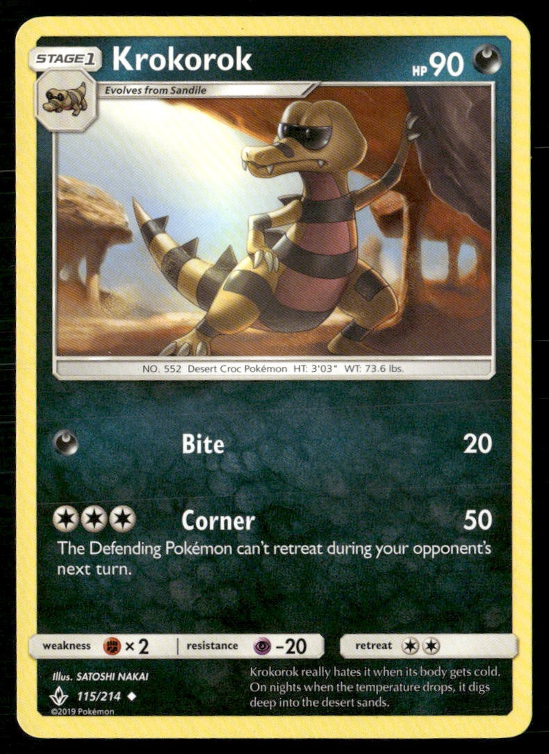 Pokemon Krokorok 115/214 Legami Ininterrotti Non Comuni Quasi Come Nuovo