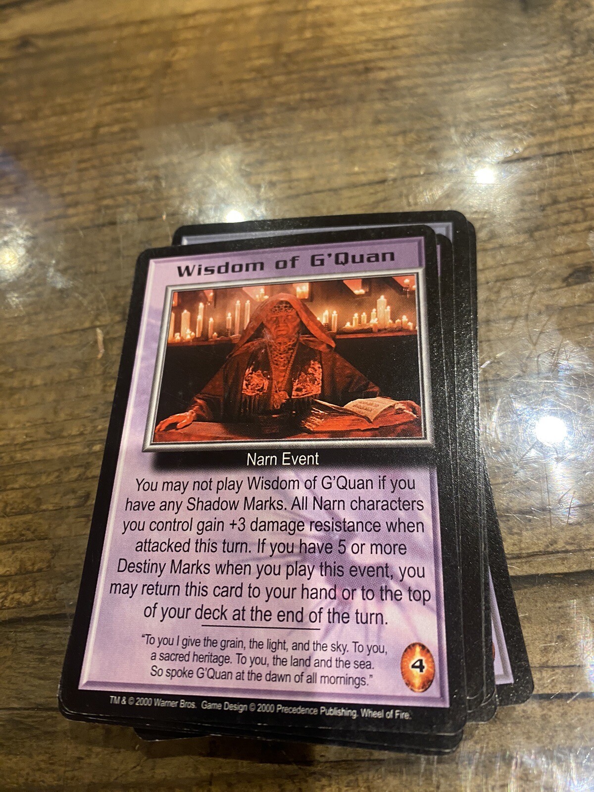WISDOM OF G QUAN WHEEL OF FIRE 2000 BABYLON 5 CCG COLLECTORS CARD NEAR MINT