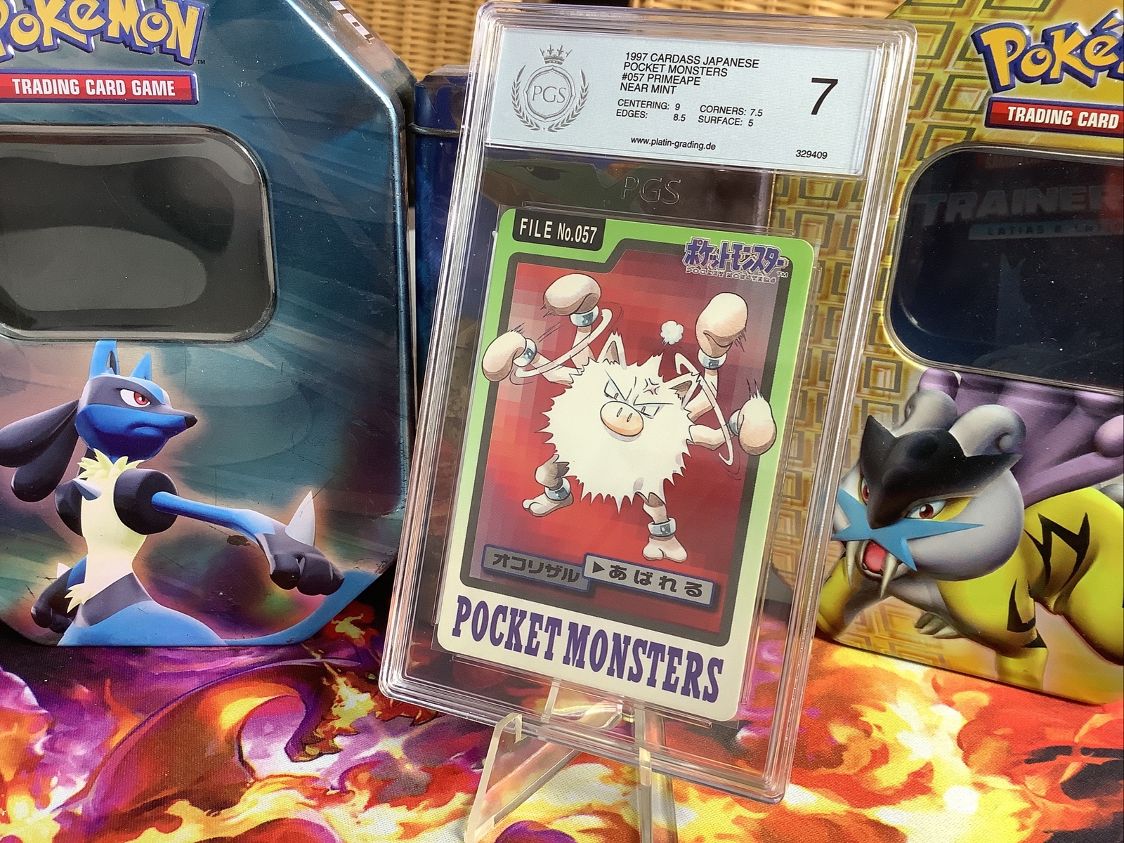 Carta Pokemon Card Rasaff Primeap Pocket Monsters giapponese Bandai PGS PSA 7 