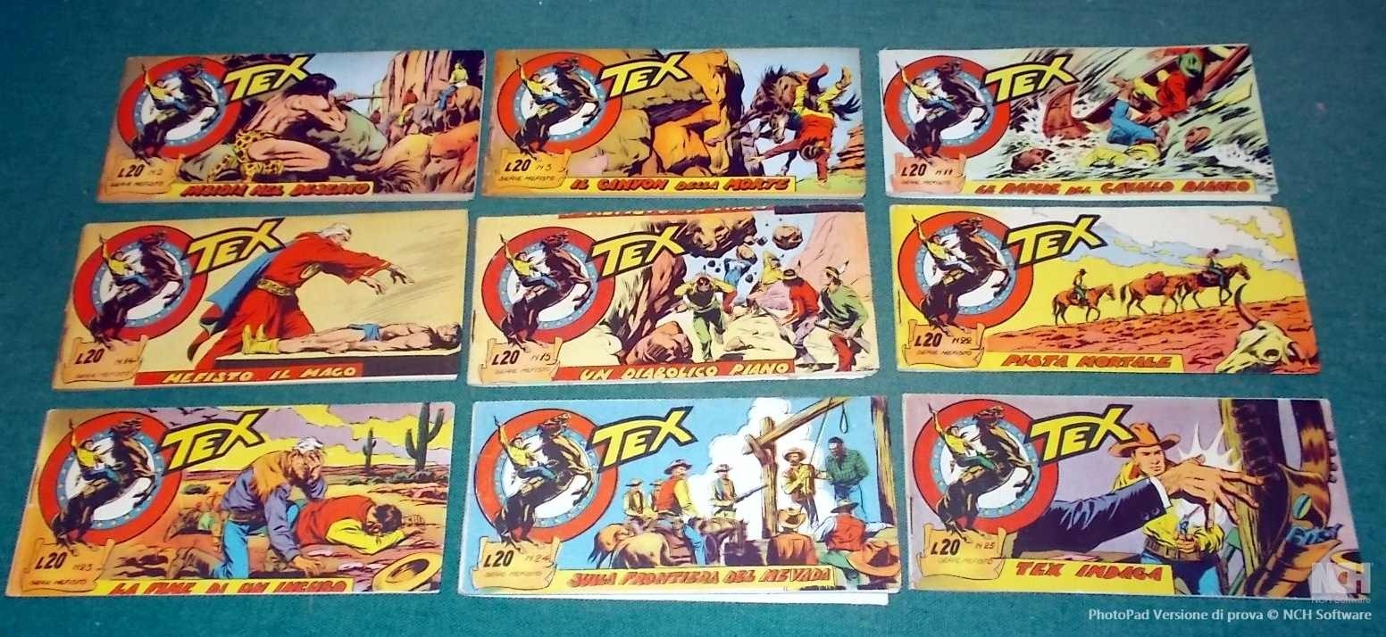TEX STRISCIA 21^ Serie MEFISTO dal n. 2 al 25 originali del 1958 edizioni Aucace
