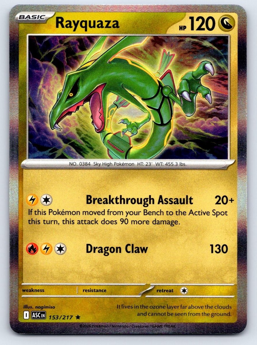Rayquaza 153/217 Raro Eroi Ascesi Pokemon Holo