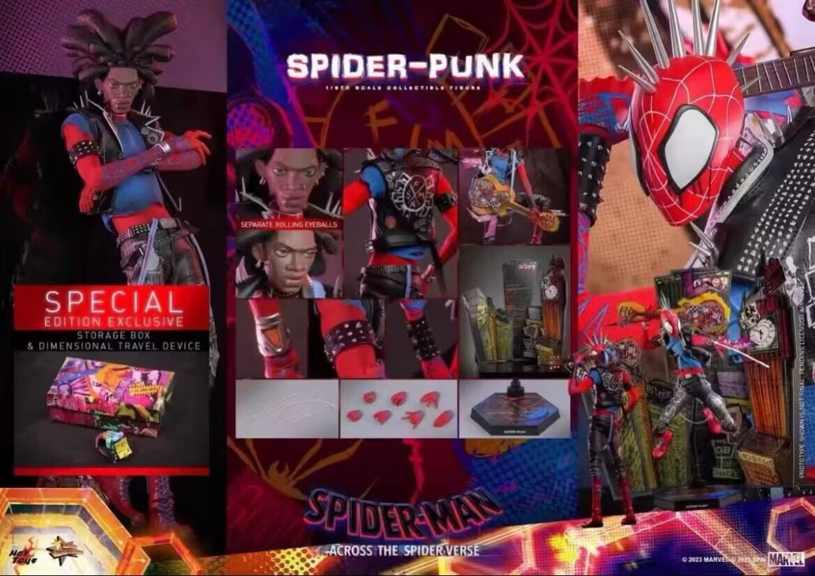 Nuovo Hot Toys MMS726B Spider-Man: Across the Spider-Verse Spider-Punk in magazzino
