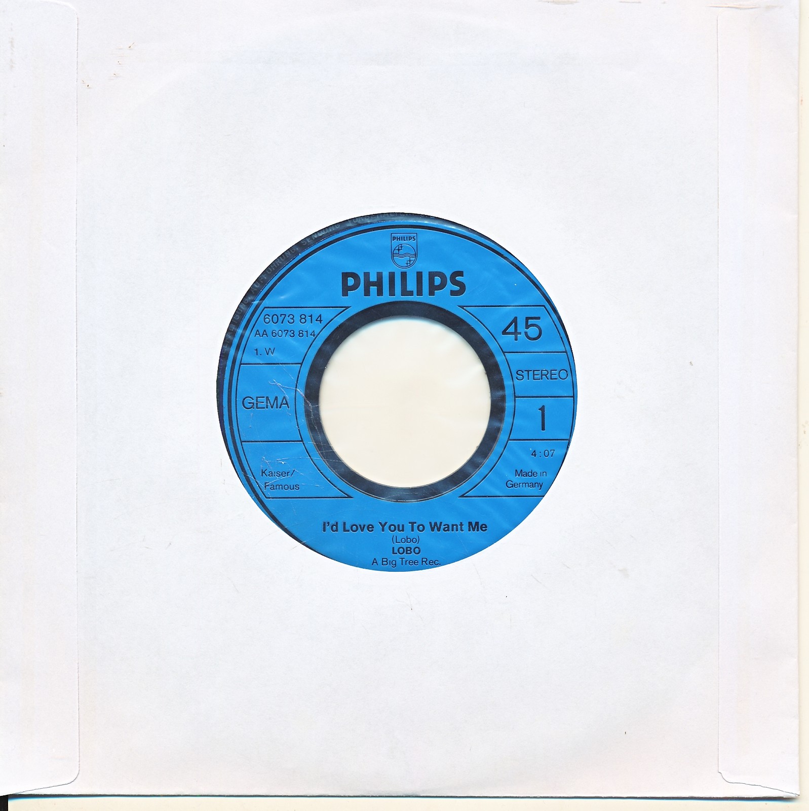 I'd Love You To Want Me - Lobo - LC Single 7" Vinyl 258/22