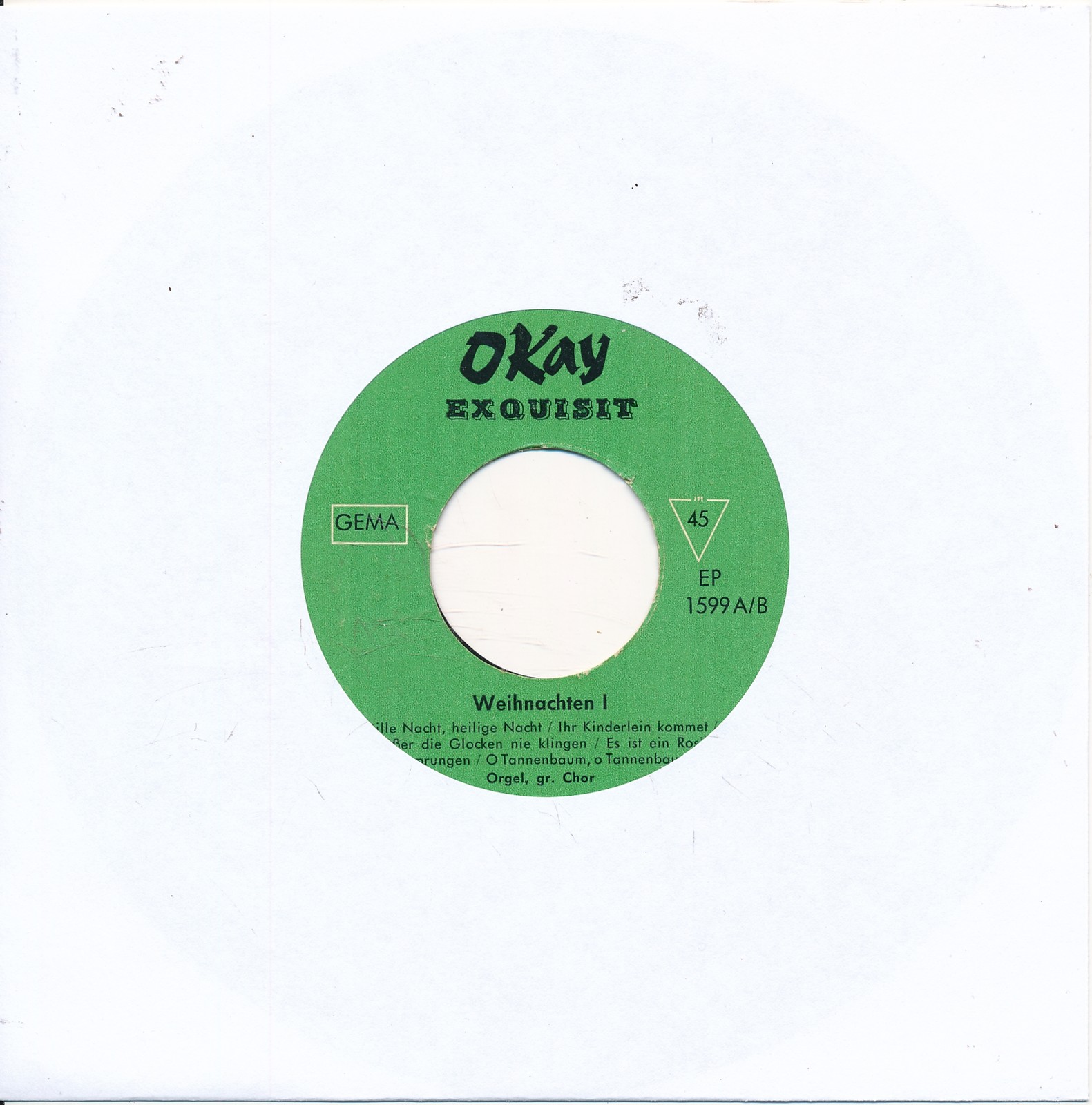 Weihnachten I + II (Vinylfolie) - Orgel, gr. Chor - LC Single 7" Vinyl 203/23