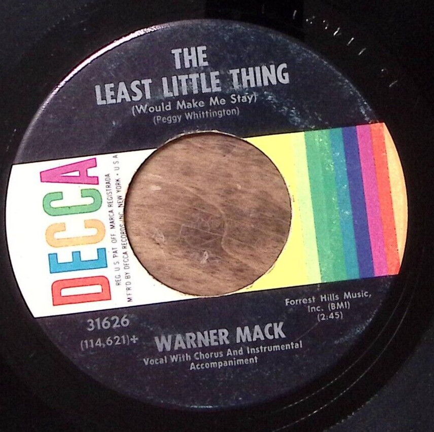 WARNER MACK I'LL BE ALRIGHT IN THE MORNING/THE LEAST LITTLE THING VINYL 45 55-8