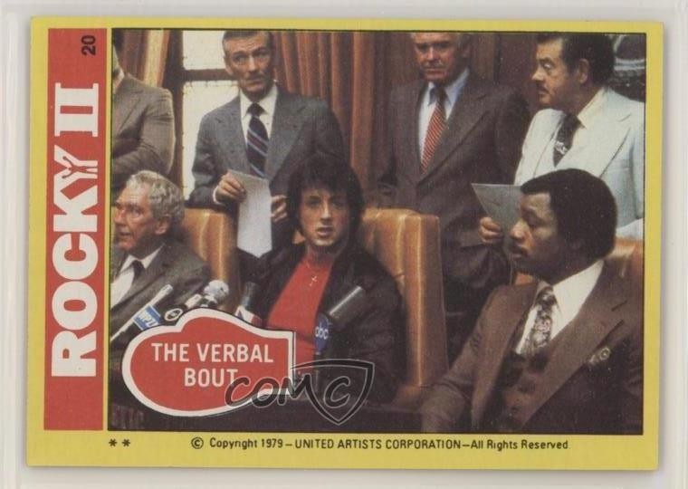 1979 Topps Rocky II Rocky Balboa Apollo Creed The Verbal Bout #20 0b6