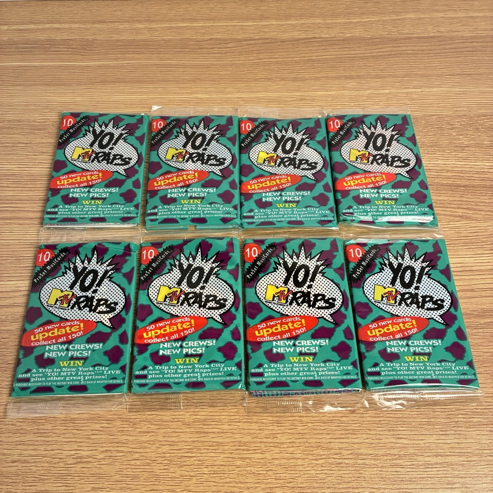 Pro Set Yo 1991! MTV Raps MusiCards 8 confezioni sigillate carte MTV hip hop vintage