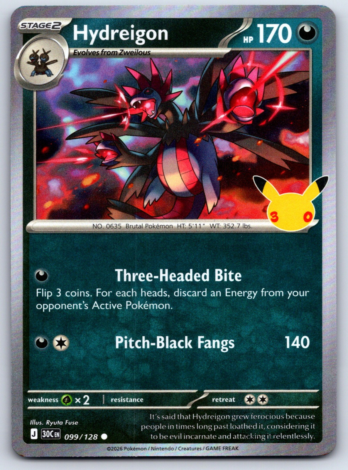 Hydreigon Holo 099/128 ME: 30° Celebrazione Comune quasi nuovo