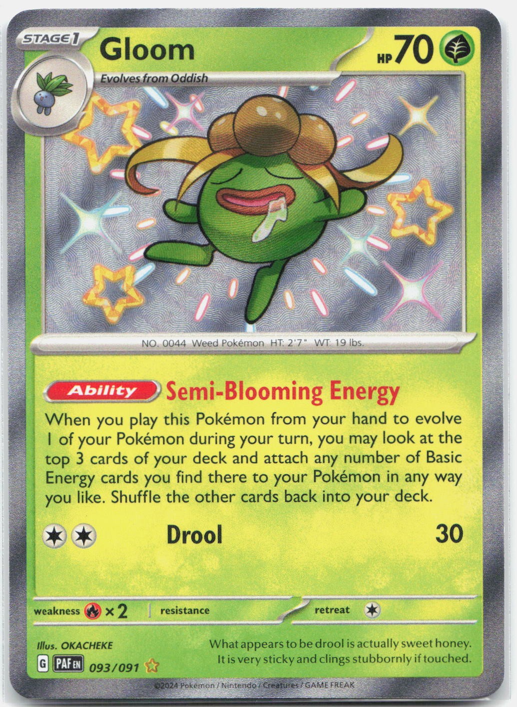Gloom 093/091 Shiny Raro Paldean Fates Pokemon Holo Near Mint
