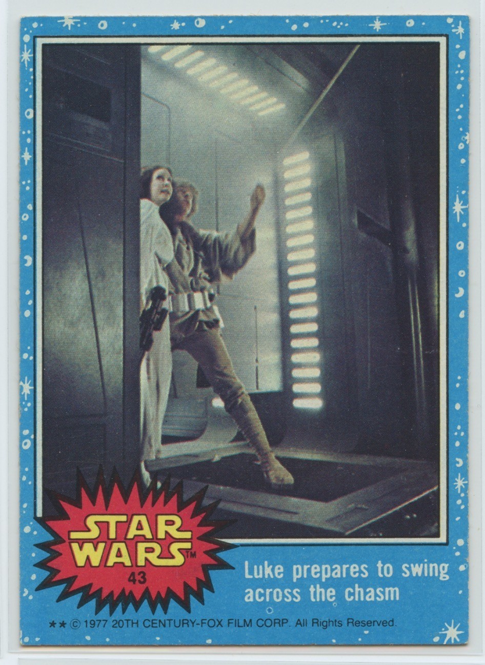 1977 Topps Star Wars Serie 1 - #43 Luke si prepara a oscillare attraverso l'abisso
