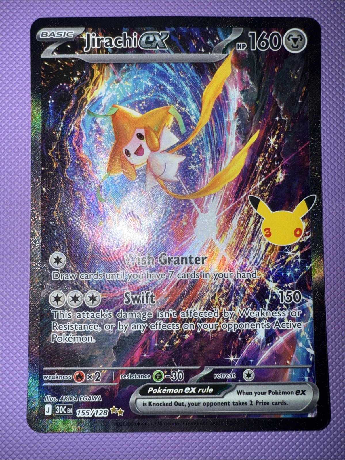 Pokémon TCG Jirachi EX 30° Celebrazioni 155/128 SIR Illustrazione Speciale Raro