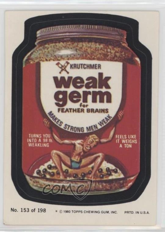 1980 Topps Wacky Packages Serie 3 Tedesco debole #153 0pj