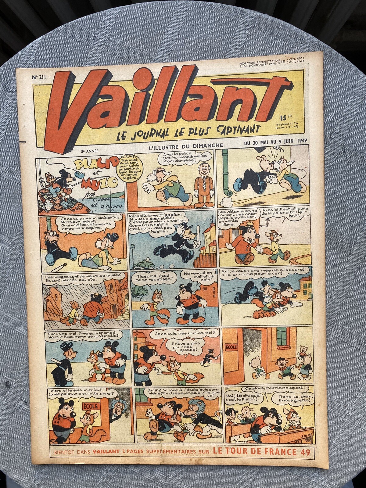 Vaillant Il Giornale Più Coinvolgente N°211 1949 Buone Condizioni