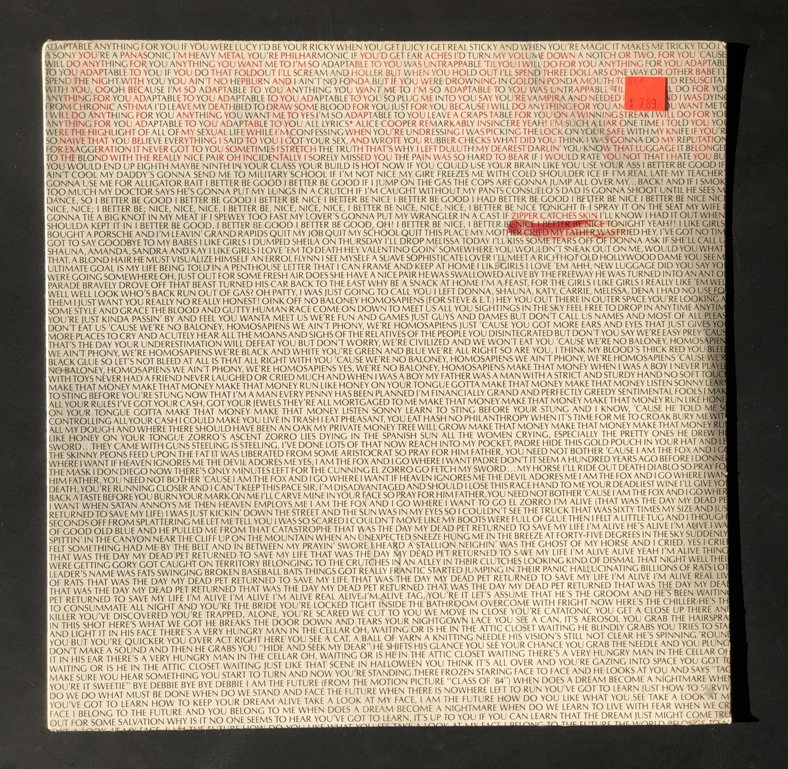 Alice Cooper Zipper Catches Skin Mint Sealed Original 1982 First Press LP Vinyl
