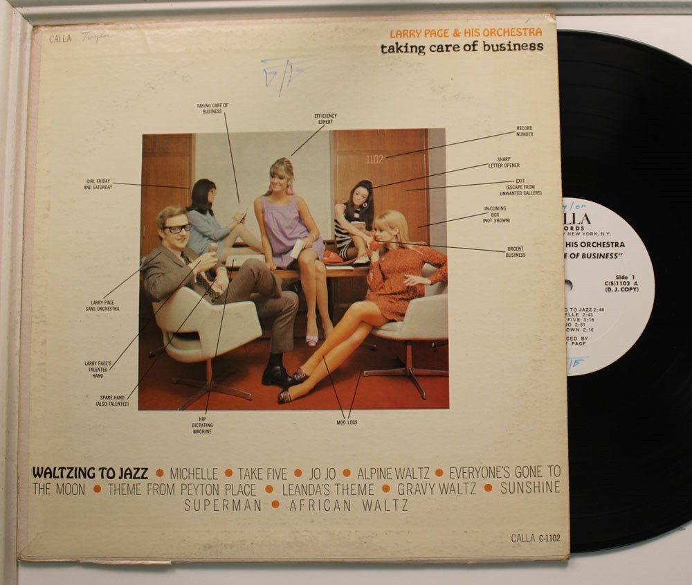 Larry Page E La Sua Orchestra LP Taking Care Of Business Su Calla - VG+