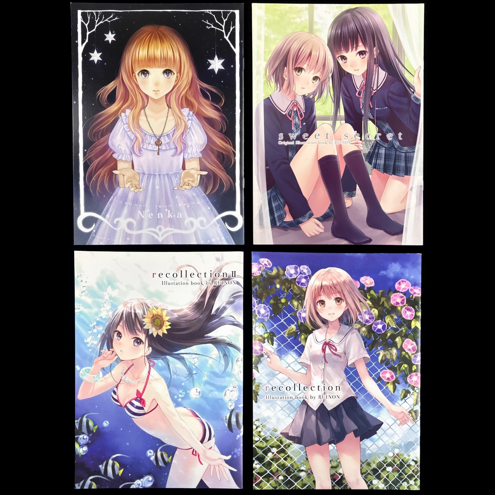 RUINON Fukahire Nenka Recollection Sweet Secret Doujinshi Artbook lotto 4 pezzi Giappone