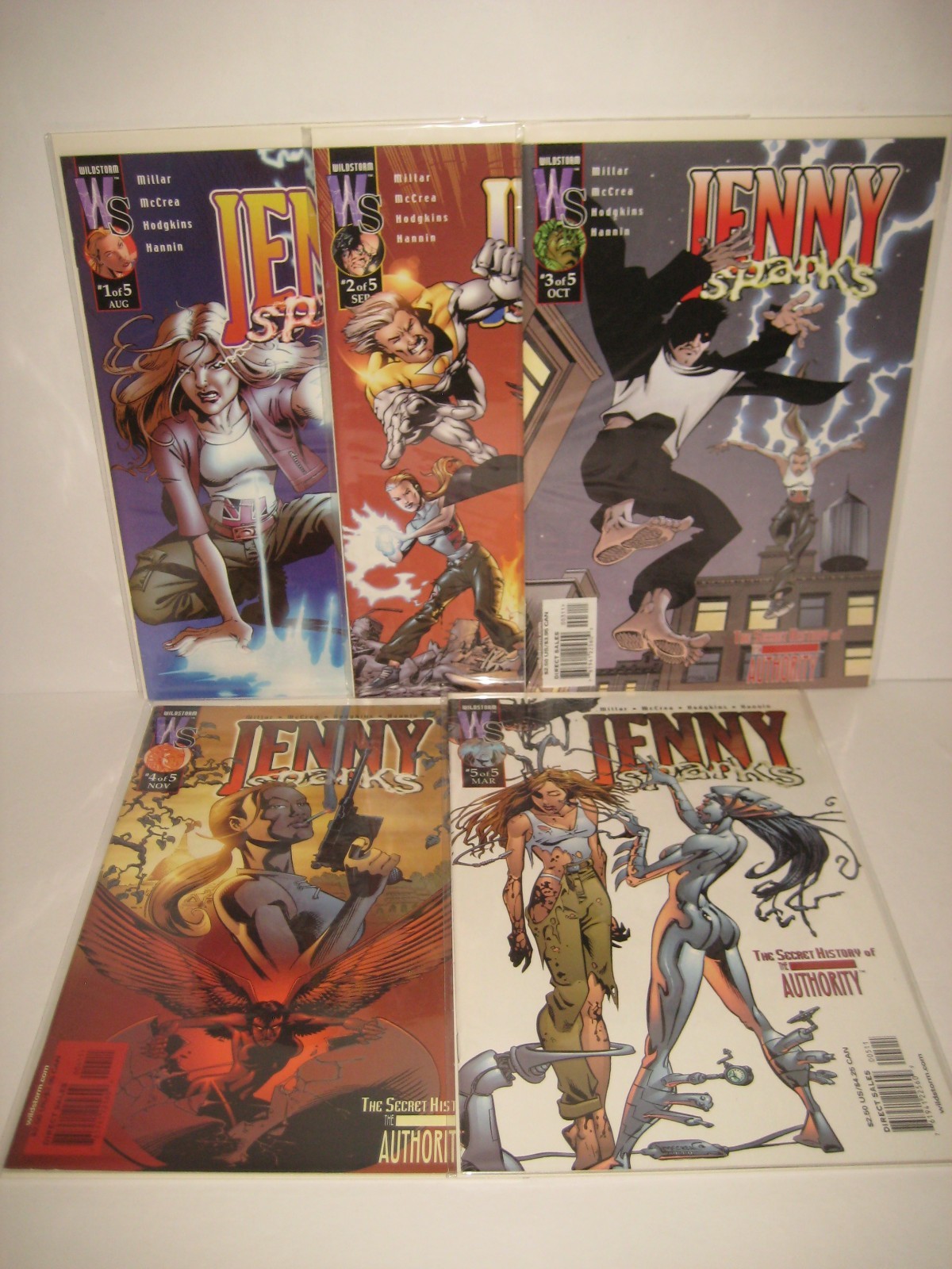 Lotto fumetti Jenny Sparks #1-5 DC Wildstorm 2000 storia segreta dell'autorità Millar