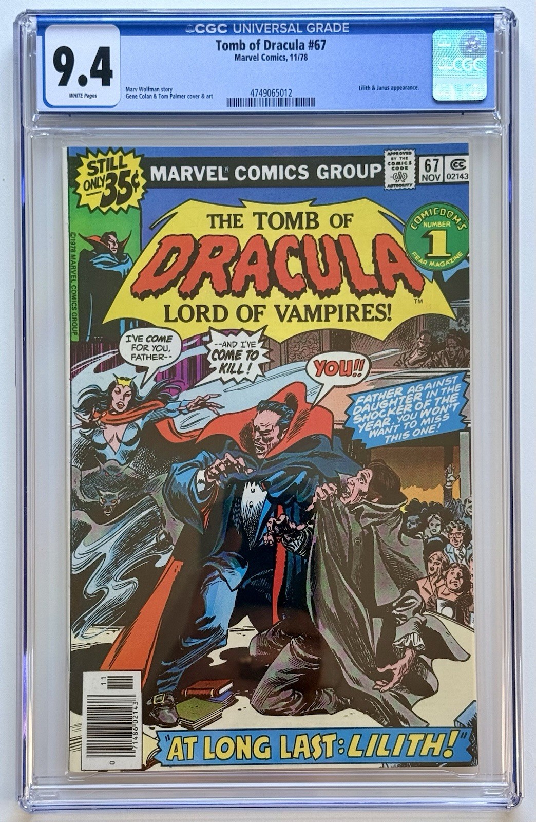 TOMB OF DRACULA 67 ◉ CGC 9.4 * LILITH VS DRACULA  * 1978 Marvel * NEW CASE  👀