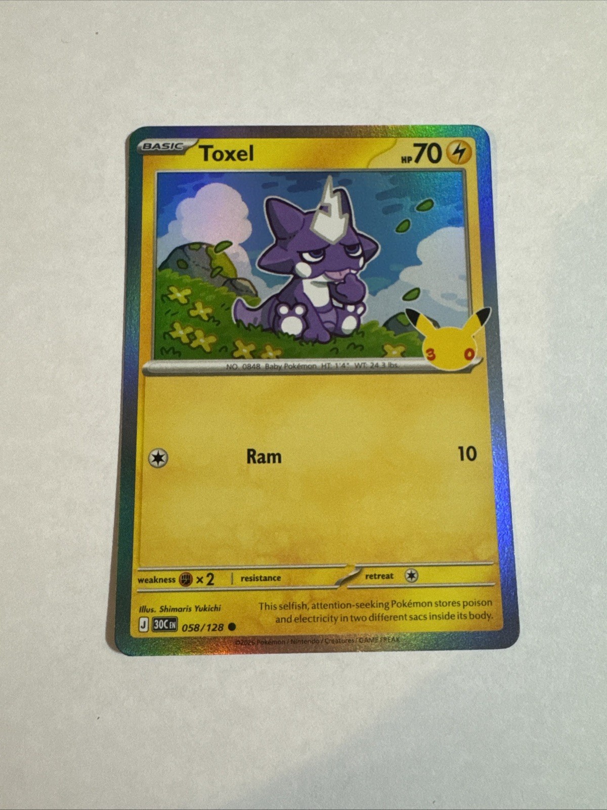 Pokemon TCG Toxel 058/128 ME: 30° Celebrazione 30C Holo Comune Inglese
