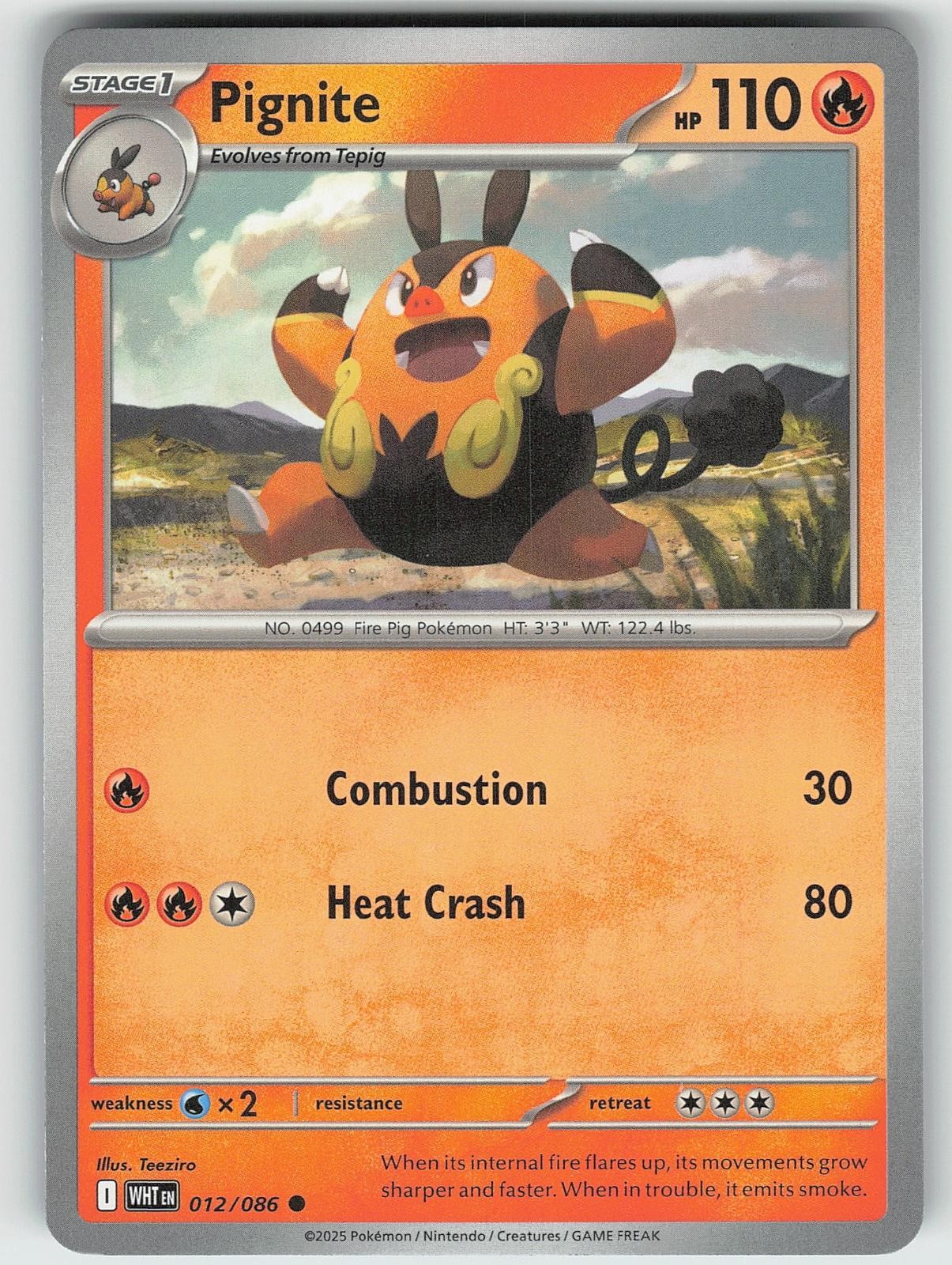 Pokemon Pignite 012/086 White Flare comune quasi nuovo