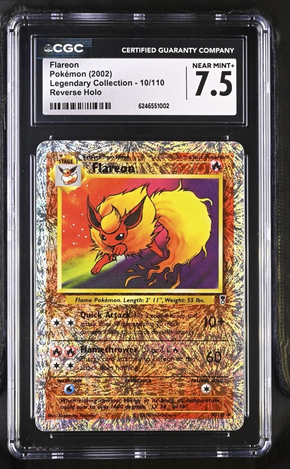 CGC 7.5 Flareon 10/110 Legendary Collection Reverse Holo Pokemon Card