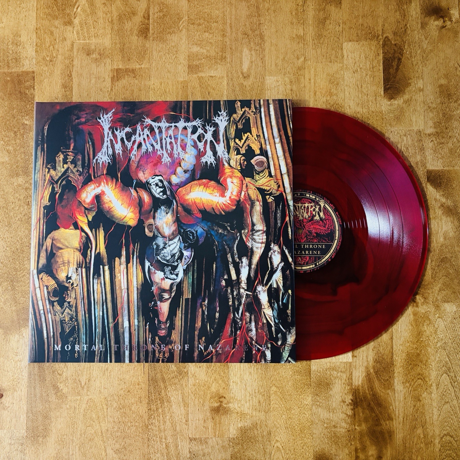 INCANTATION-MORTAL THRONE OF NAZARENE-LP-VINYL-COLOR RED BLOOD RIPPLE