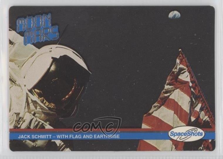 1991 Space Shots Moon Mars Jack Schmitt con bandiera e Earthrise #26 3c7