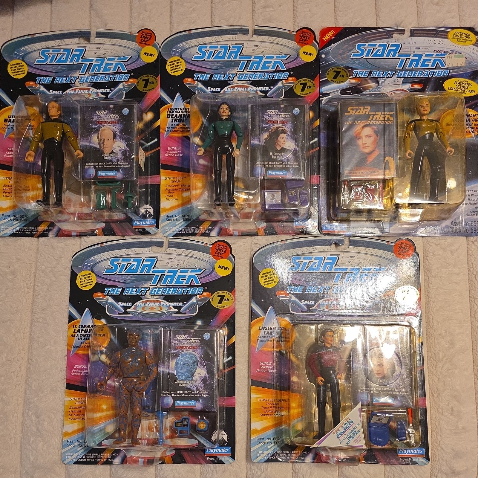 Lotto di 5 action figure Playmates Star Trek The Next Generation vintage 1995 7°