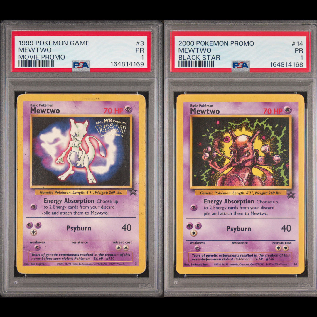 PSA 1 SEQUENTIAL SET Pokemon Black Star Movie Promo 1999 3 Mewtwo & 2000 14