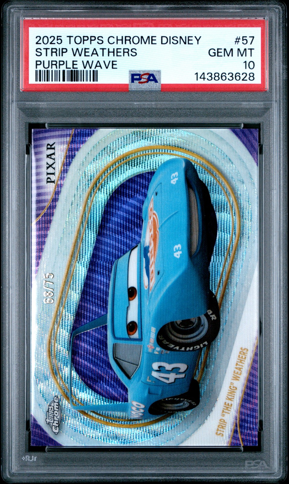 2025 TOPPS CHROME DISNEY PURPLE WAVE #57 STRISCIA "THE KING" METEO 68/75 PSA 10