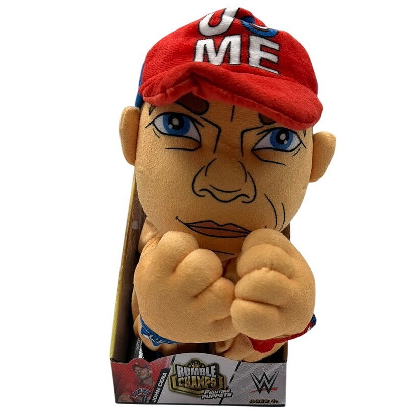 WWE John Cena Rumble Champs pupazzo da combattimento peluche giocattolo effetti sonori nuovo