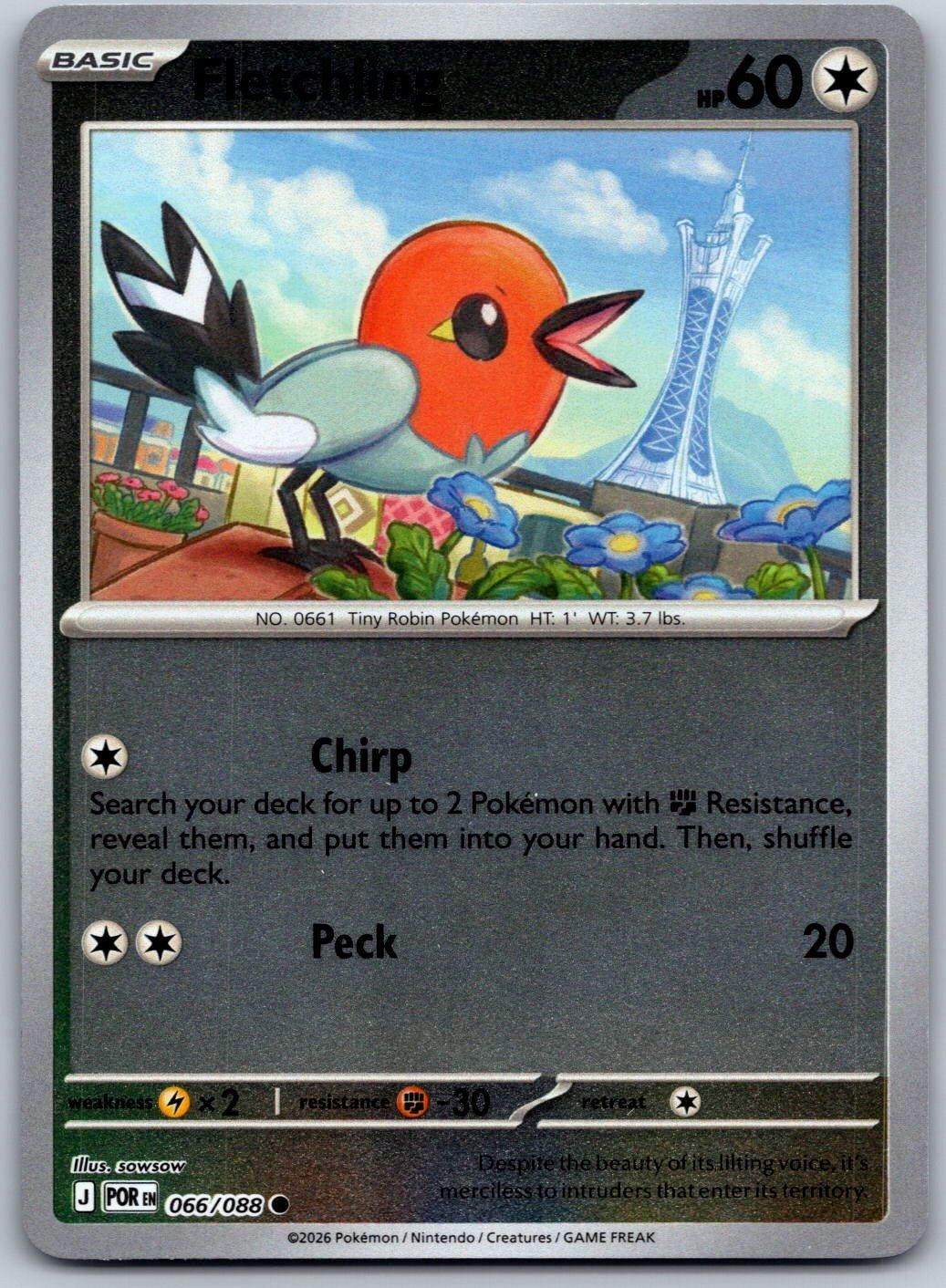 Fletchling 066/088 Pokemon Ordine Perfetto Comune Reverse Holo Near Mint