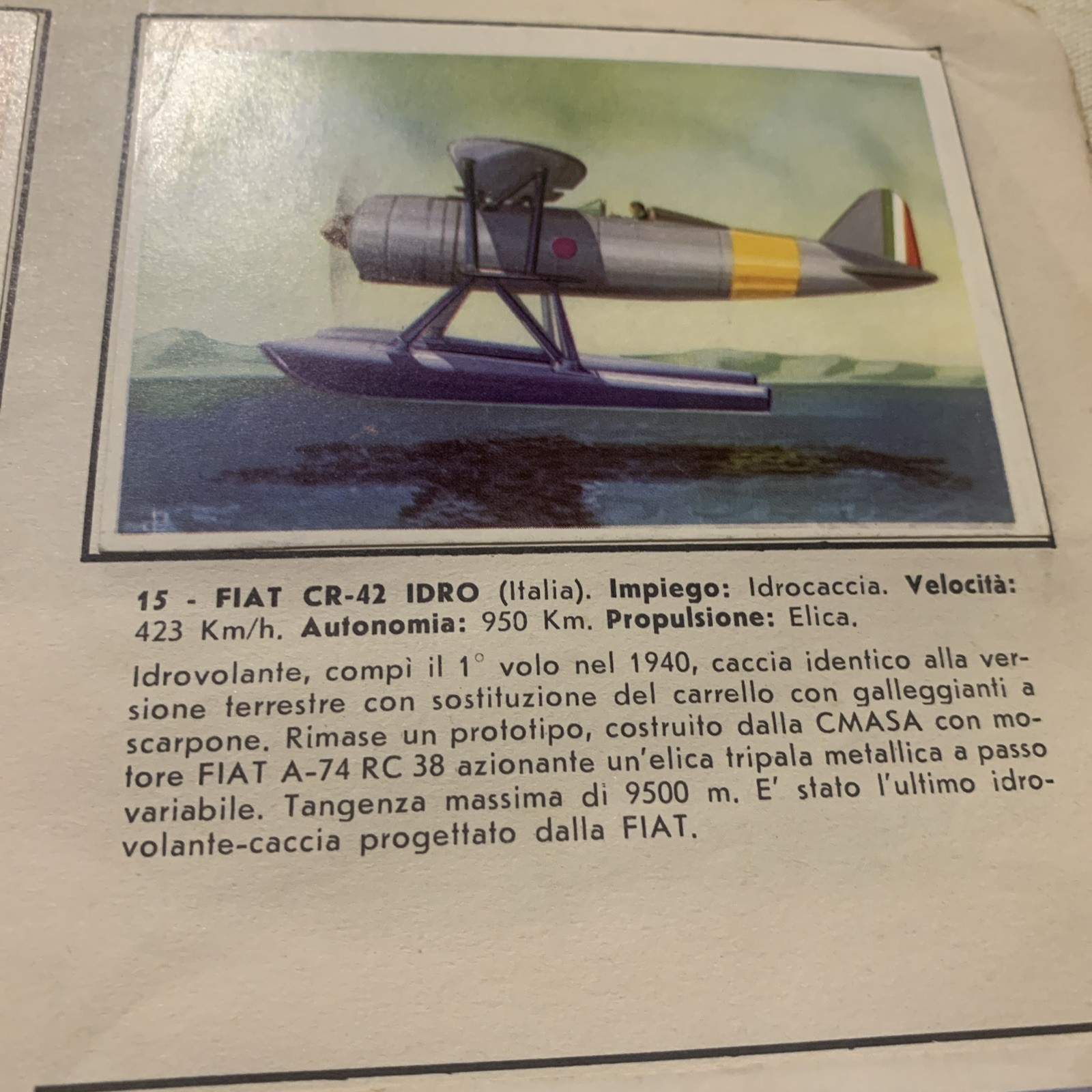 FIGURINA N.15 AEREI E MISSILI  ED.PANINI 1965  OTTIMA DA RECUPERO