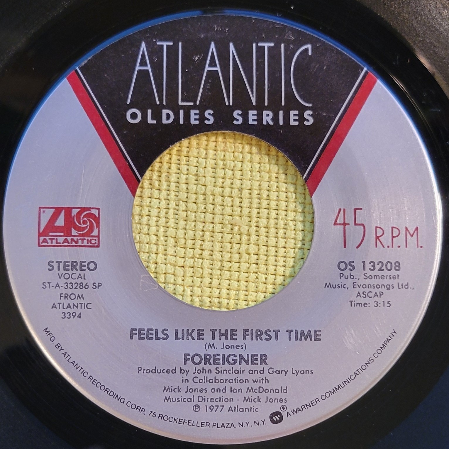 Foreigner "Feels Like The First Time / Cold As Ice" reissue strong VG+