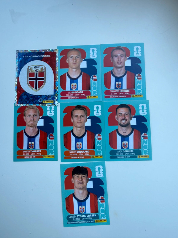 Panini wm 26 Sticker Set NOR nr 1,4,8,9,10,17,18