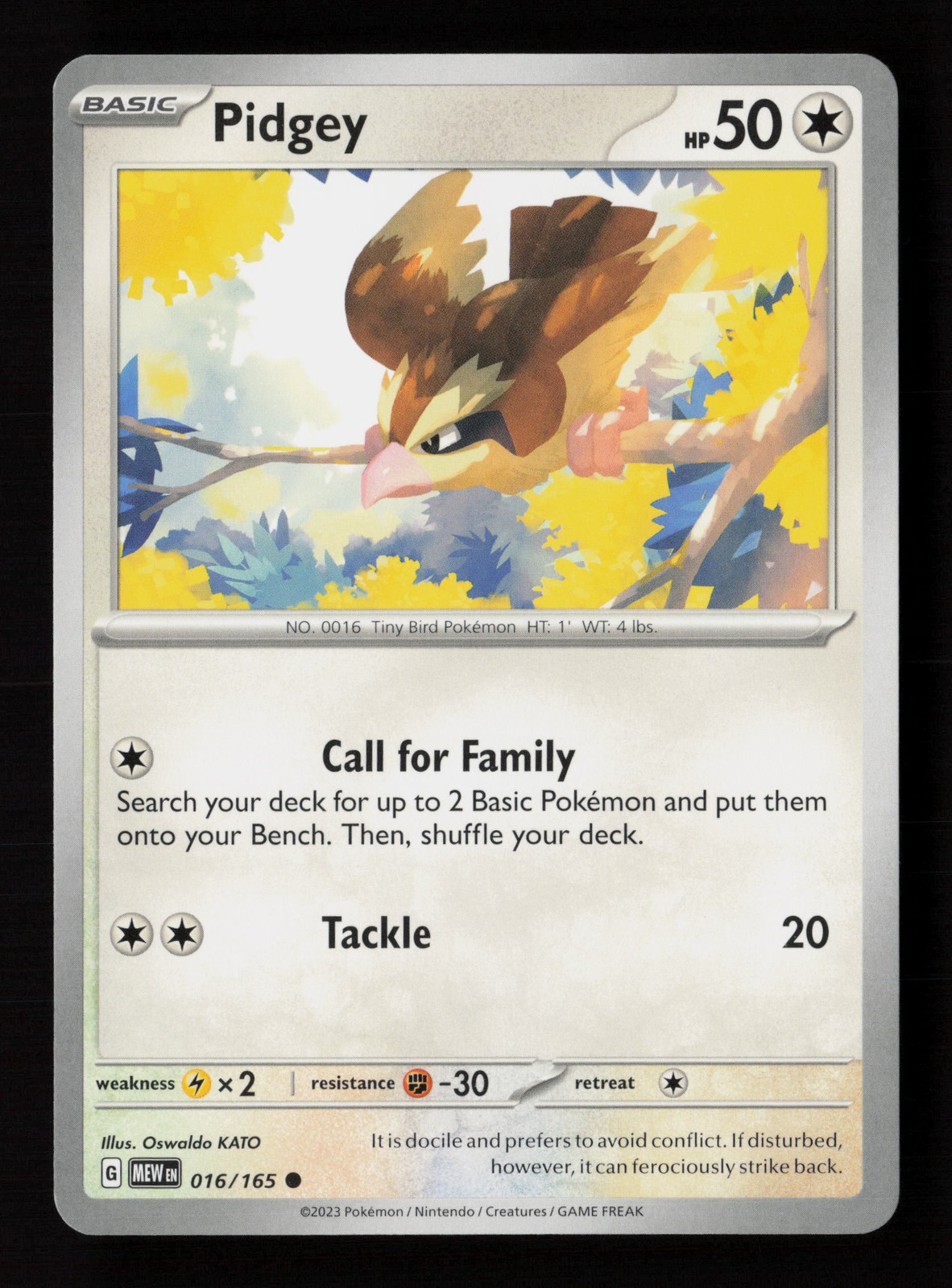 Carta Pokemon Pidgey 016/165 Scarlatto e Viola 151