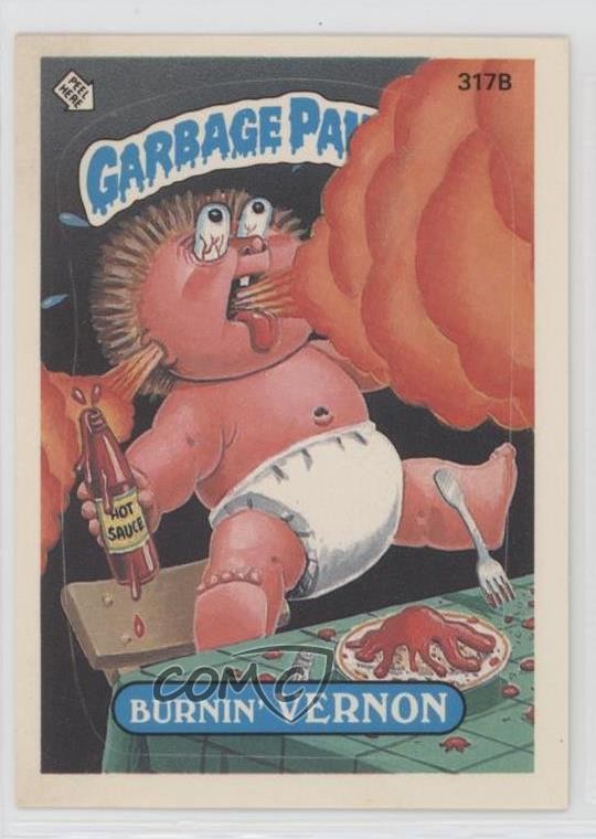 1987 Topps Garbage Pail Kids Series 8 Burnin' Vernon (One Star Back) #317b ut4