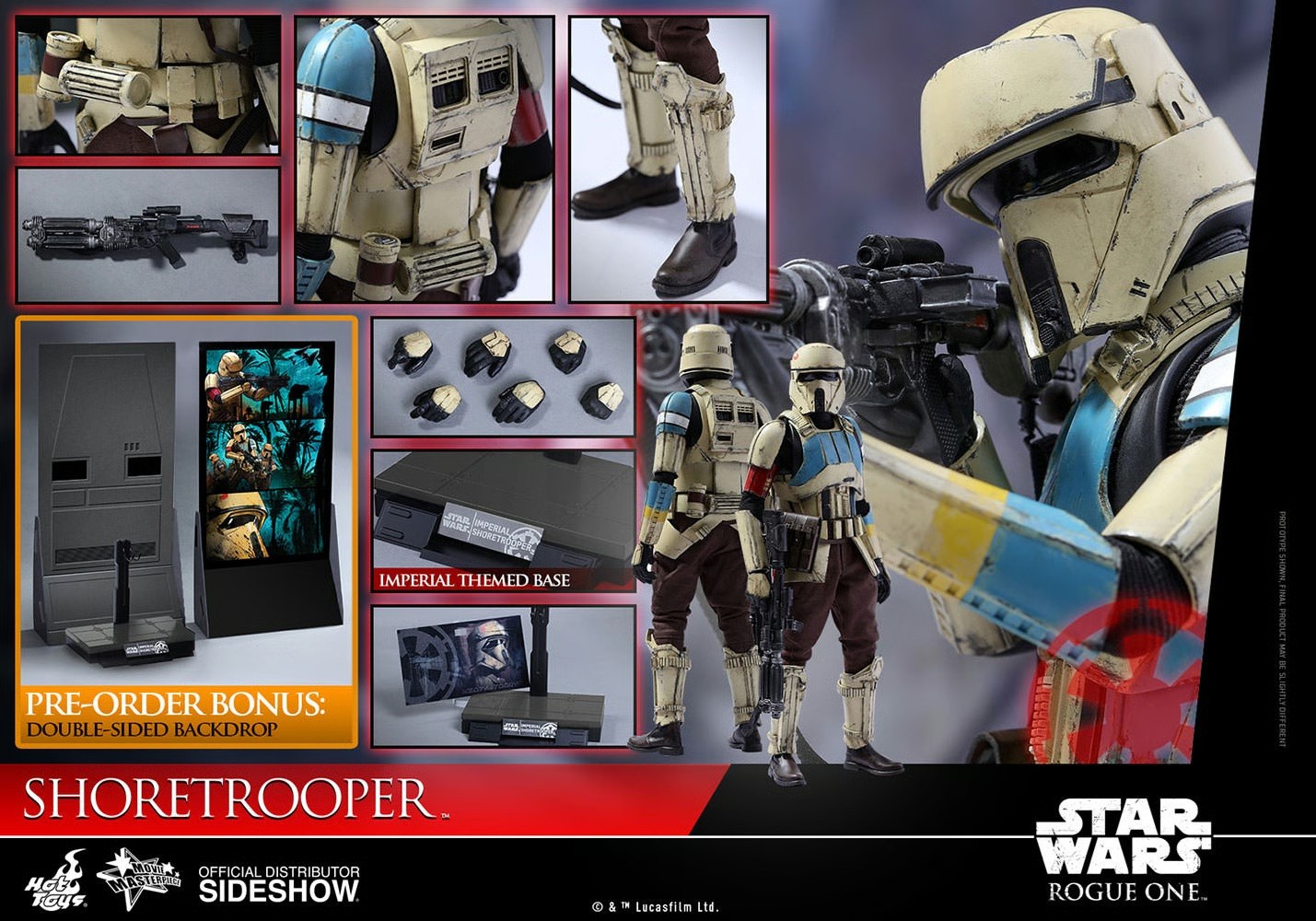 1/6 Hot Toys MMS389 Star Wars Rogue One Shoretrooper - NUOVO