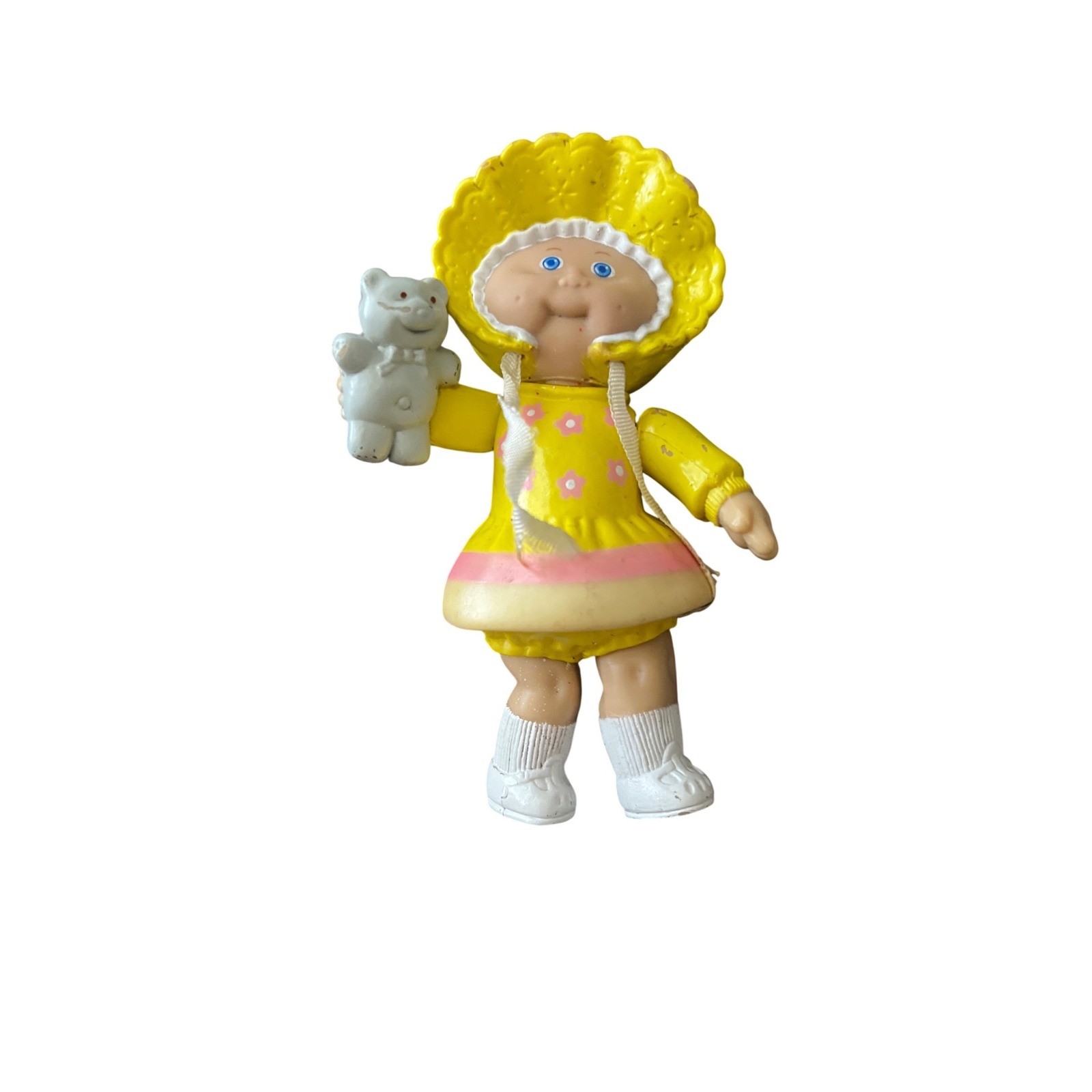 Toppa Cavolo Vintage Bambini PVC Figura Giallo Vestito Cofano Orsacchiotto Mini Giocattolo