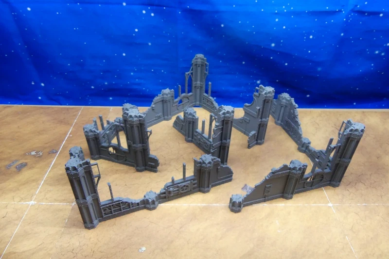 décors murs gothiques en ruines pour warhammer 40K et wargame