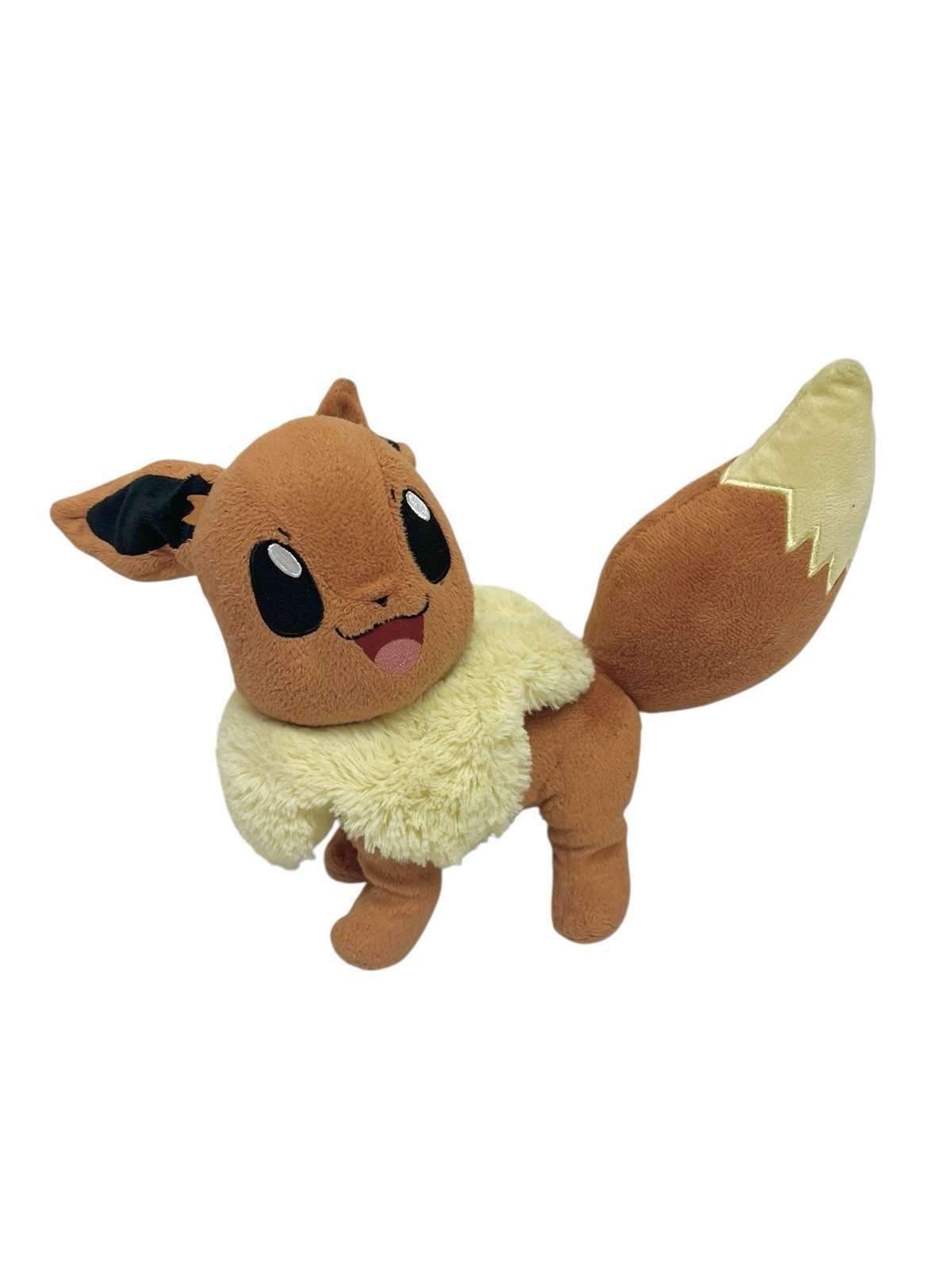 Peluche Eevee Pokemon TOMY in piedi occhi e bocca aperti