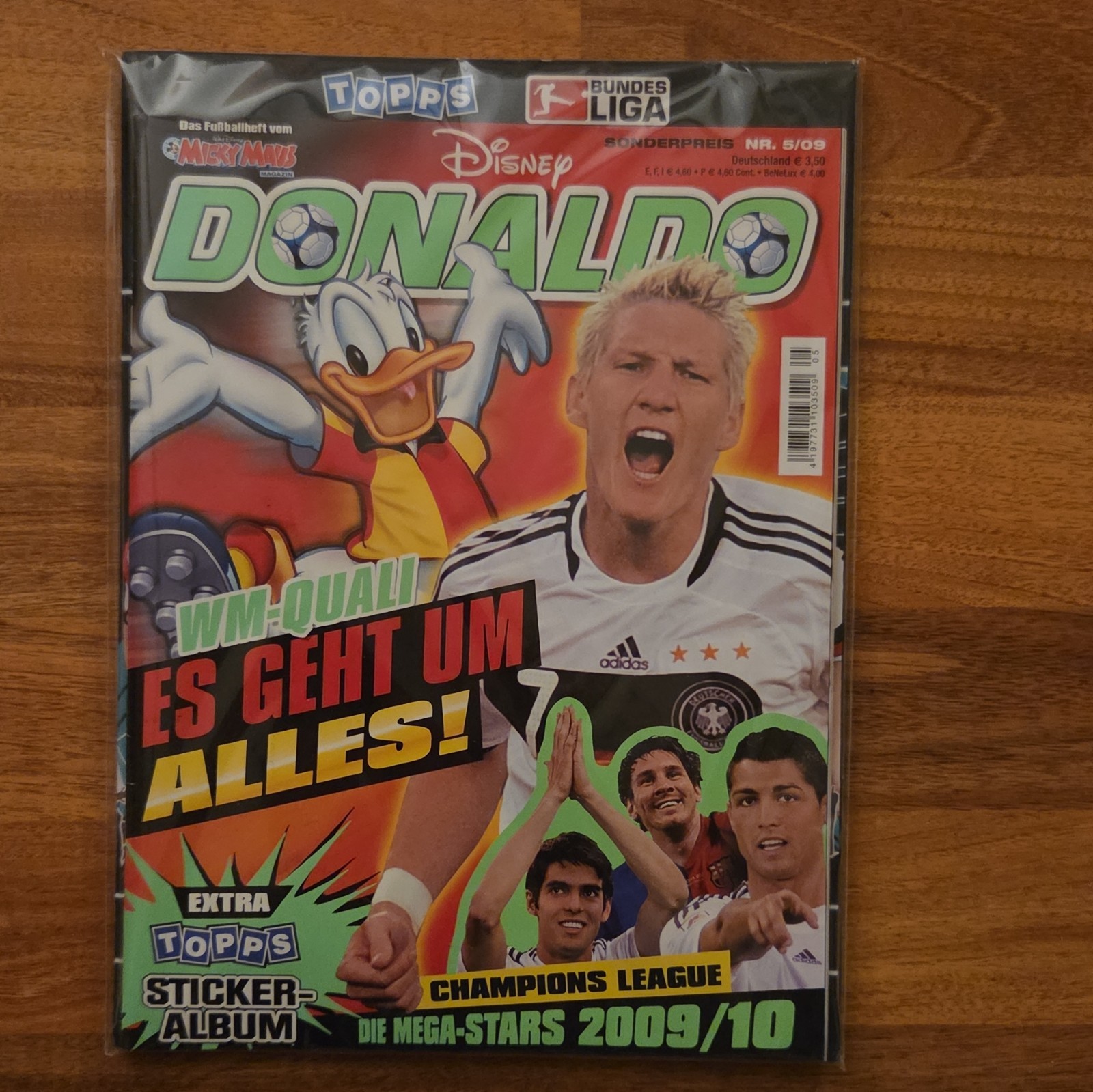 Donaldo Il Topolino quaderno calcio n.5/2009 con supplemento TOPPS album figurine imballo originale