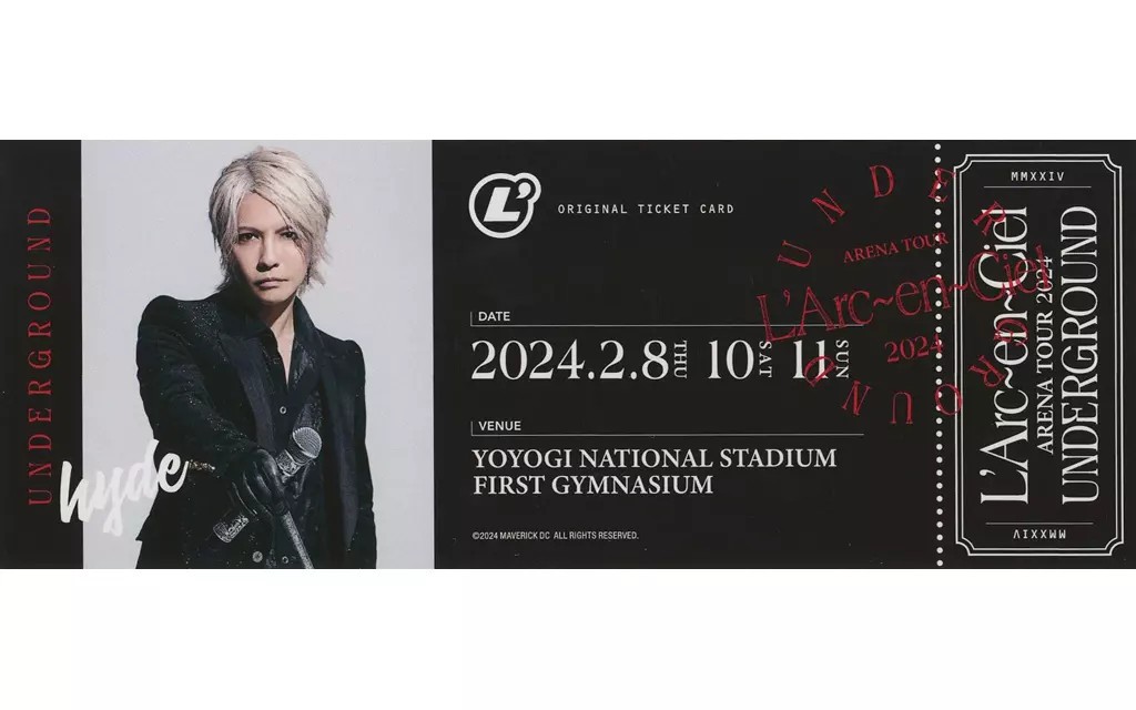 Biglietto cartaceo L'Arc~it~Ciel Hyde Arena Tour 2024 edizione limitata da...