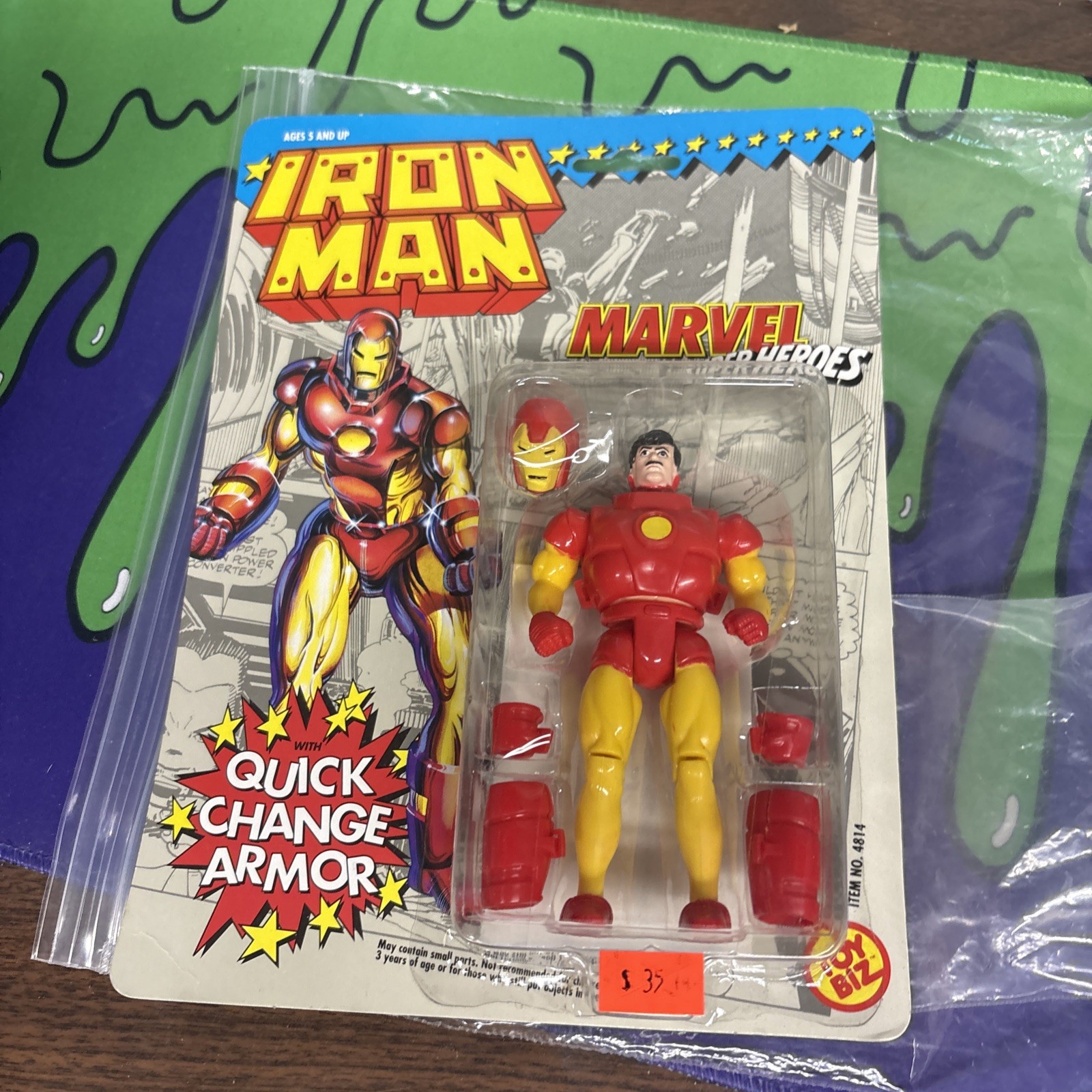 Marvel Super Heroes Iron Man Quick Change Armor Toy Biz Vintage Action Fig 1991