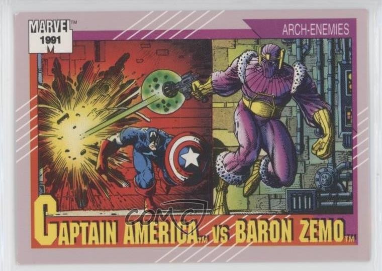 1991 Impel Marvel Universe Serie II Capitan America vs Barone Zemo #99 0b7o