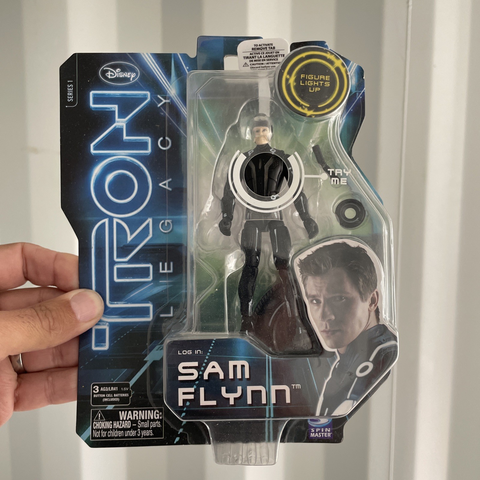 Tron Legacy Deluxe Rinzler light working Spinmaster Disney carded action figure