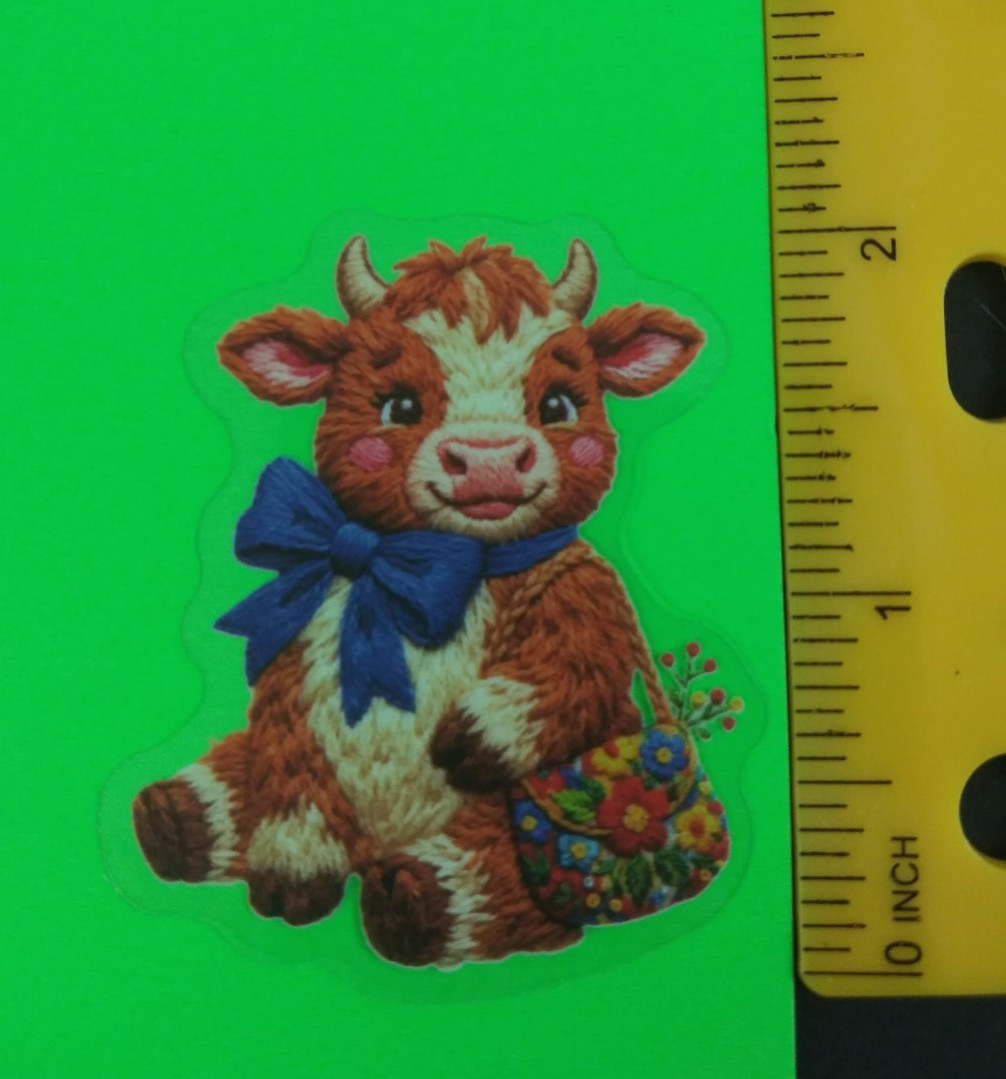 Adesivo trasparente animale adorabile vitello (S)